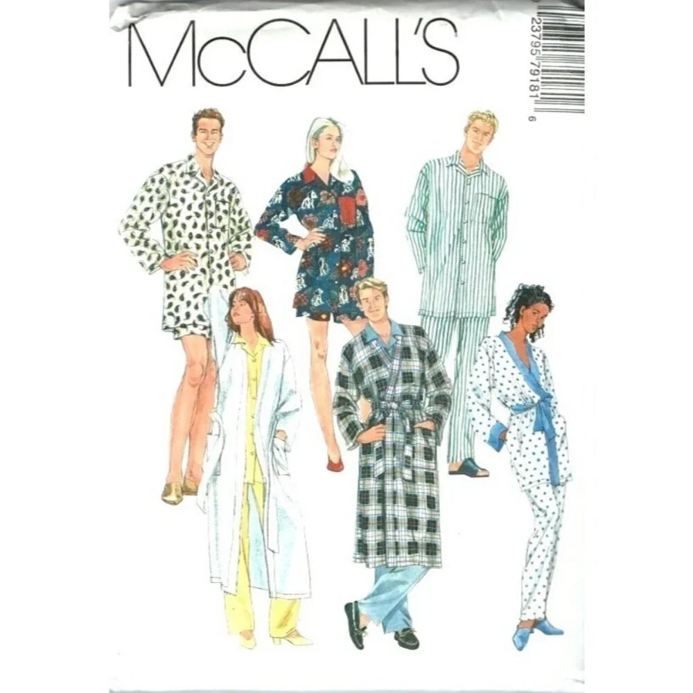 McCalls Sewing Pattern 7918 Wrap Robe Pajamas‎ Adult Unisex Size S-L UNCUT